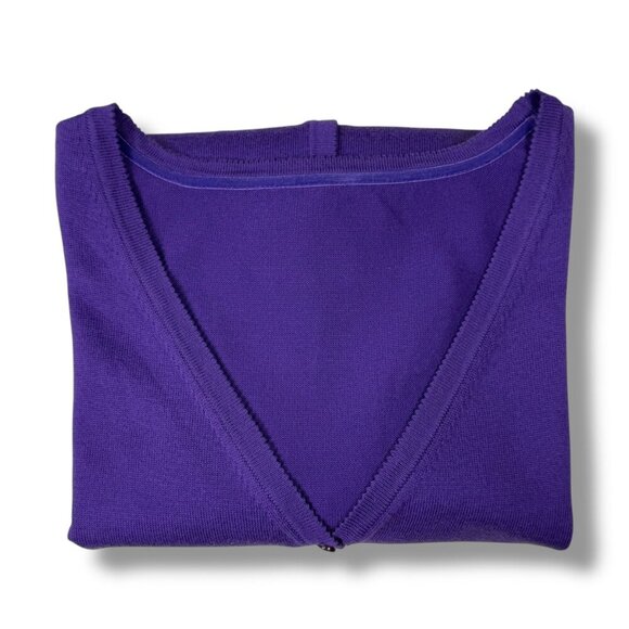 Vintage Cardigan Sz 2X Purple V-Neck 3/4 Sleeve Rhinestone Button Front Sweater - Picture 2 of 9
